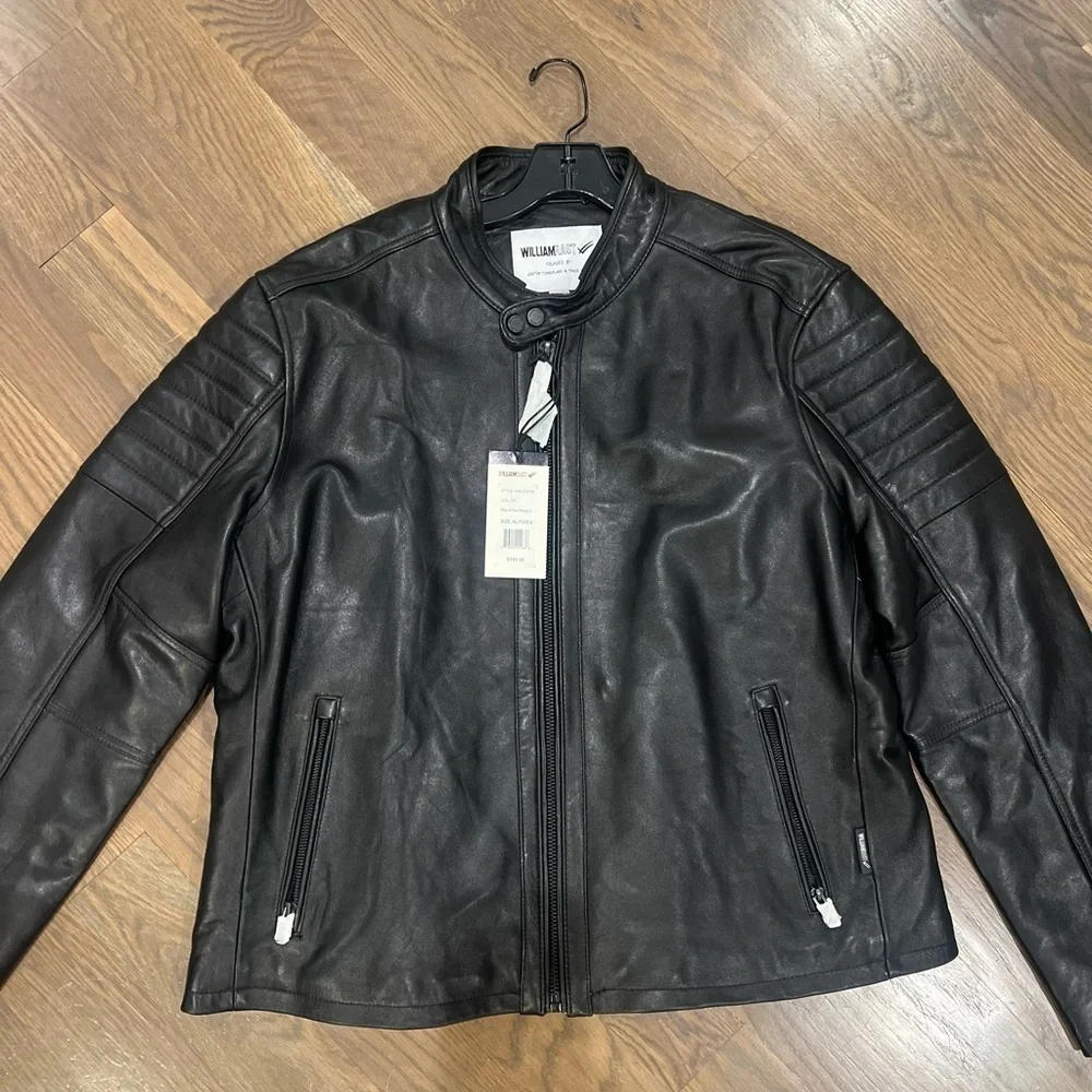 NWT William Rast Real Genuine Leather bomber jacket Black Biker XL Trace Ayala - Picture 4 of 9
